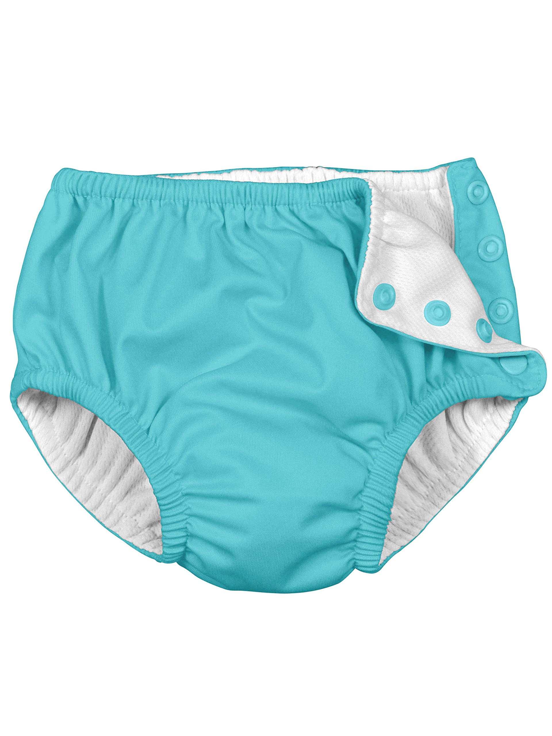 i Play (2 Pack) Unisex Reusable Absorbent Baby Swim Diapers - Swimming Suit Bottom | No Other Diaper Necessary Gray and Aqua Blue 6 Months