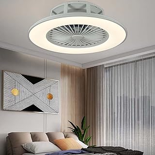 72W Ściemnianie Wentylator sufitowy z oświetleniem LED Lekki, 55 CM Niemy Lampy sufitowe z wentylatorem i zdalne sterowanie, Nowoczesny Lampa sufitowa dla Sypialnia Salon Biuro,White