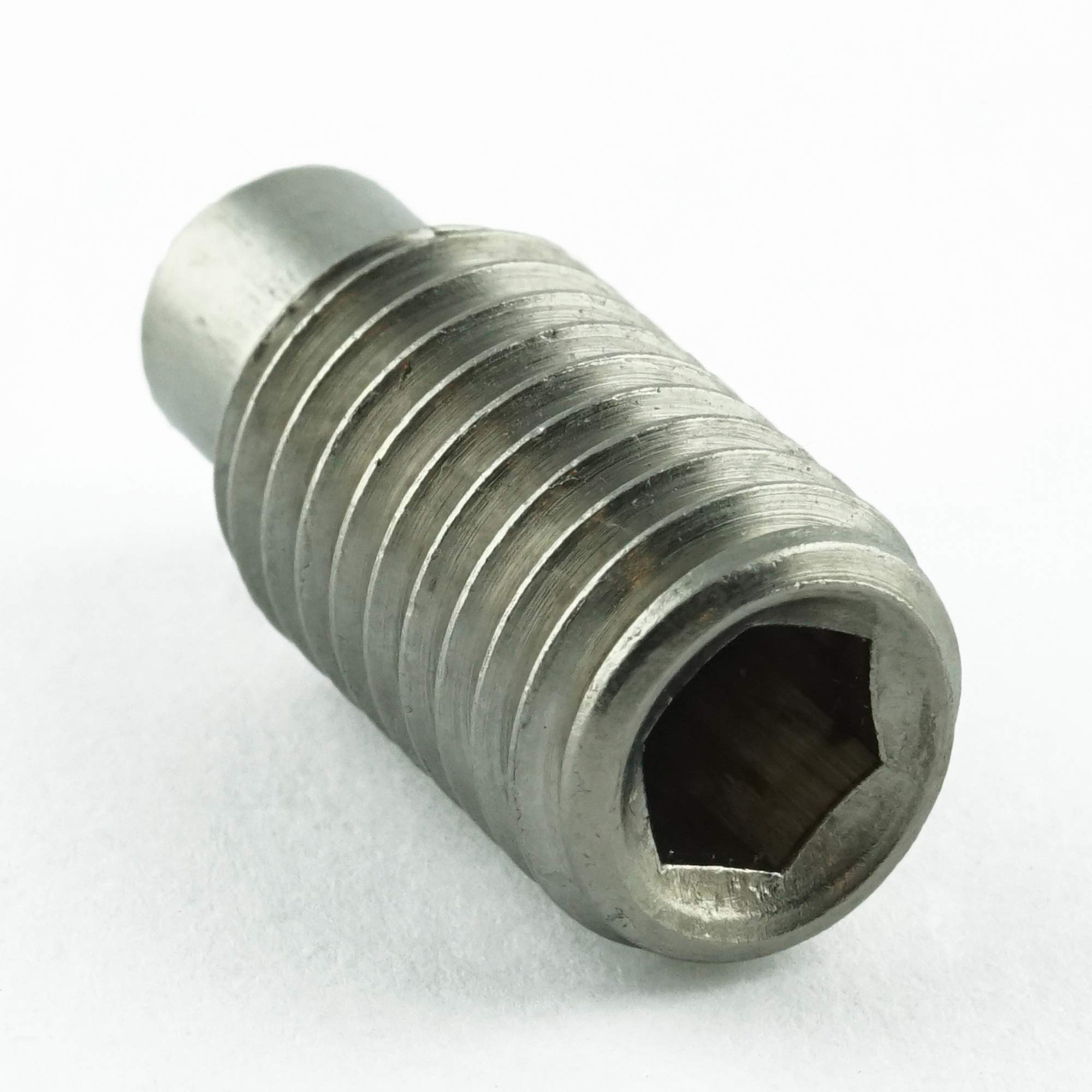 M10 x 16 mm trzpień gwintowy z gniazdem sześciokątnym i czopem (100 sztuk) - śruby mocujące DIN 915 - ISO 4028 - śruby gwintowane - stal szlachetna A2 V2A - nierdzewny