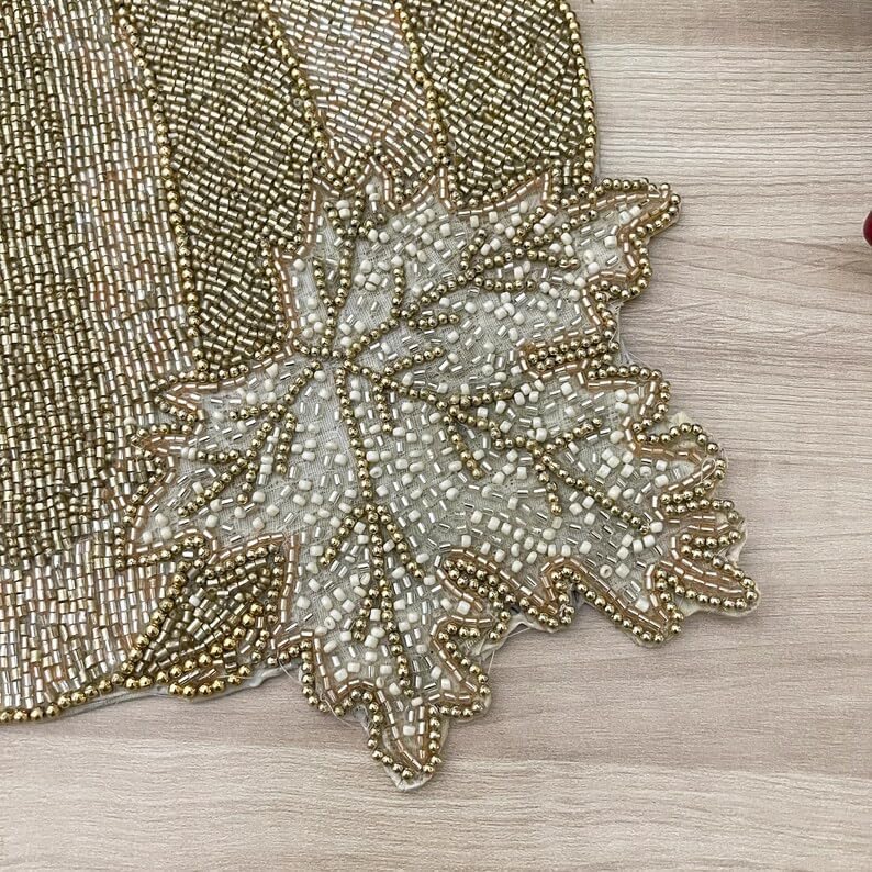 Set of 6, Handmade Pumpkin Harvest Bead Placemats, Harvest Placemats for Autumn Thanksgiving Halloween Party Table Decoration