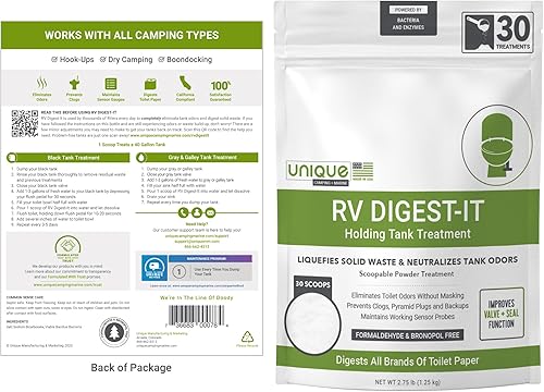 Miniatura 2 de Unique RV Digest-It - Tratamiento de tanque de retención - Polvo concentrado, elimina olores, descompone los residuos (120 tratamientos) - 41G-2
