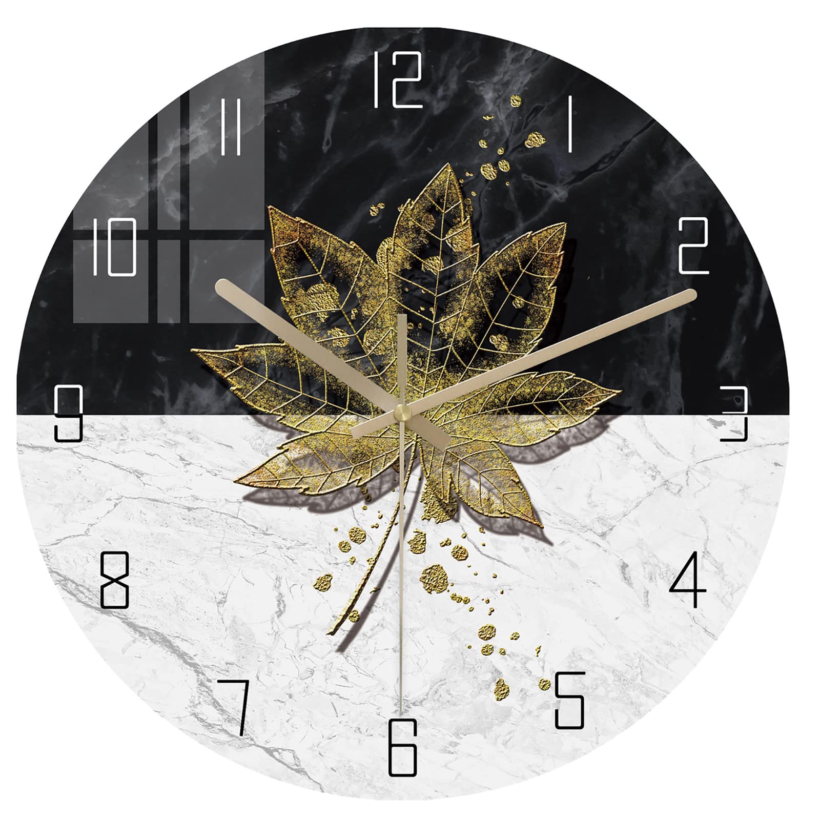 Horloge de salon scandinave ronde et silencieuse de 12 pouces pour décoration intérieure