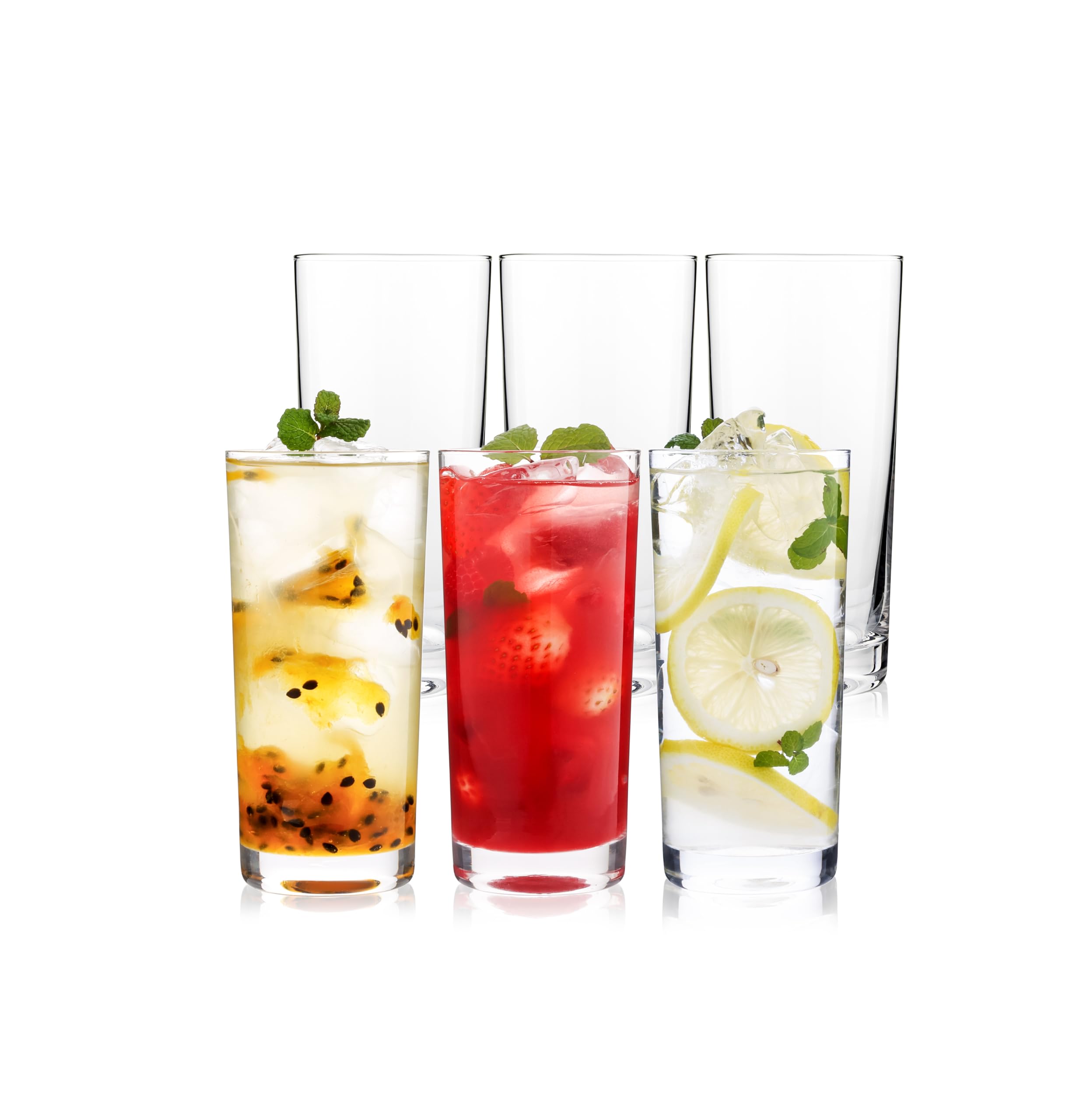 Highball - Juego de 12 vasos altos de 16 onzas, vasos de agua para cocina, vasos Tom Collins, vasos de vidrio para mojito, vasos de cóctel para cristalería de bar