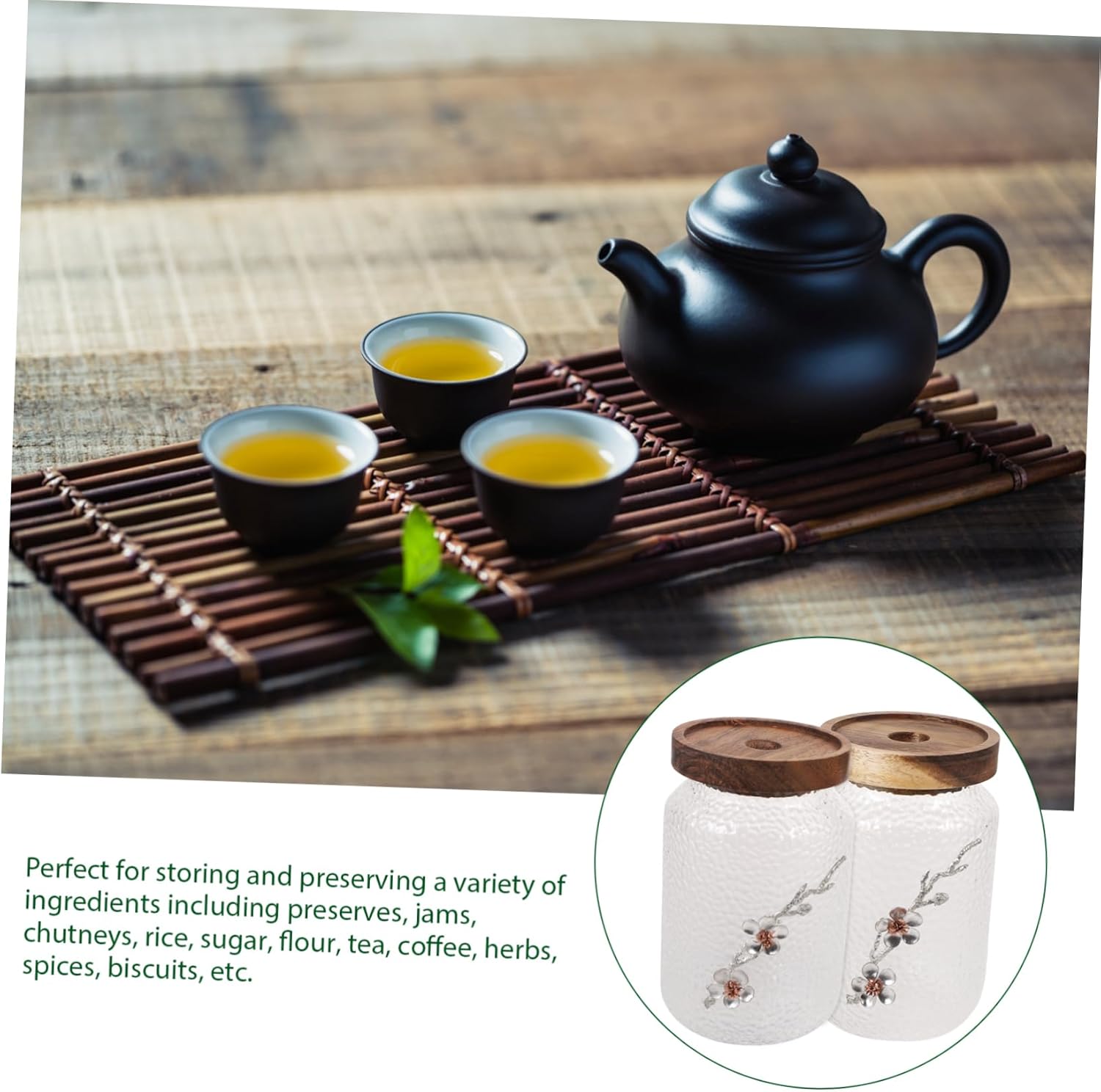 2pcs Glass Jar Cereal Container Candy Jar Glass Container Cookie Container Clear Glassware Kitchen Sugar Jar Canisters Glass Grain Containers Glass Sealed Jar Wood Food STO