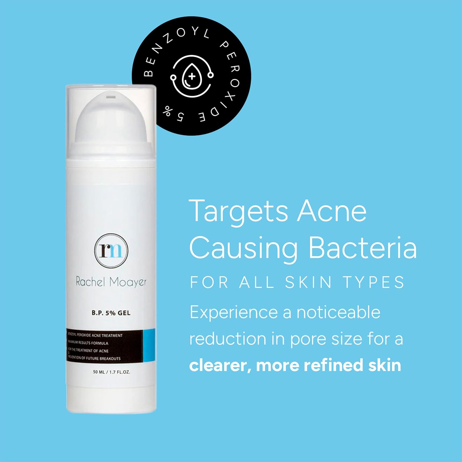 RM Benzoyl Peroxide Face & Body Gel 5% Medical grade Micronized benzoyl peroxide (without the prescription) acne treatment - Image 2