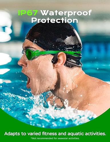 Miniatura 5 de Auriculares Bluetooth, auriculares de conducción ósea con micrófono, auriculares inalámbricos con barra de luz para correr, IPX7 impermeable 32 GB