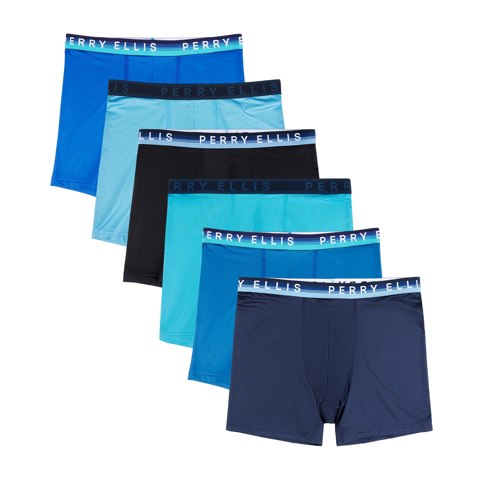 Perry Ellis 6-Pack Microfiber Boxer Briefs Soft Stretch Fabric with Supportive Fit Boxer Corti Uomo (Pacco da 6)