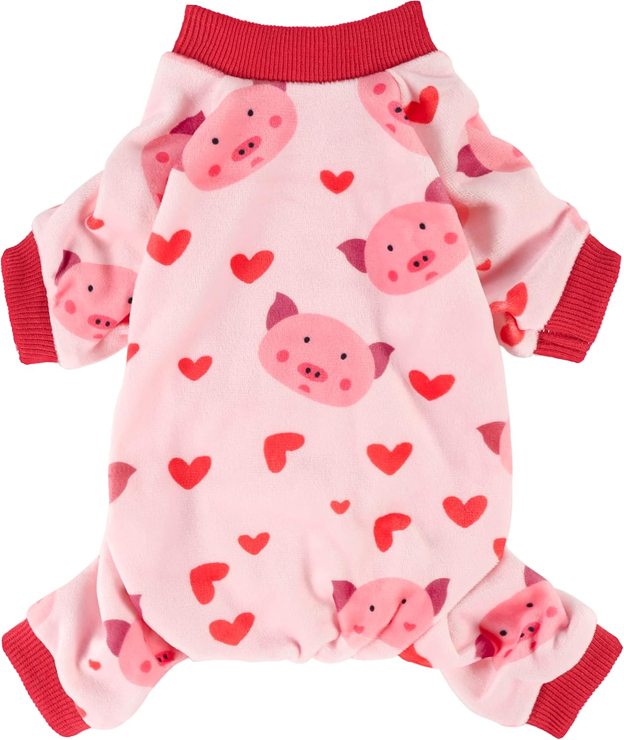 Fitwarm Mothers Day Cute Pig Dog Pajamas, Dog Winter Clothes for Small Dogs Girl, Lightweight Velvet Pet Jumpsuit, Cat Onesie, Pink, Large