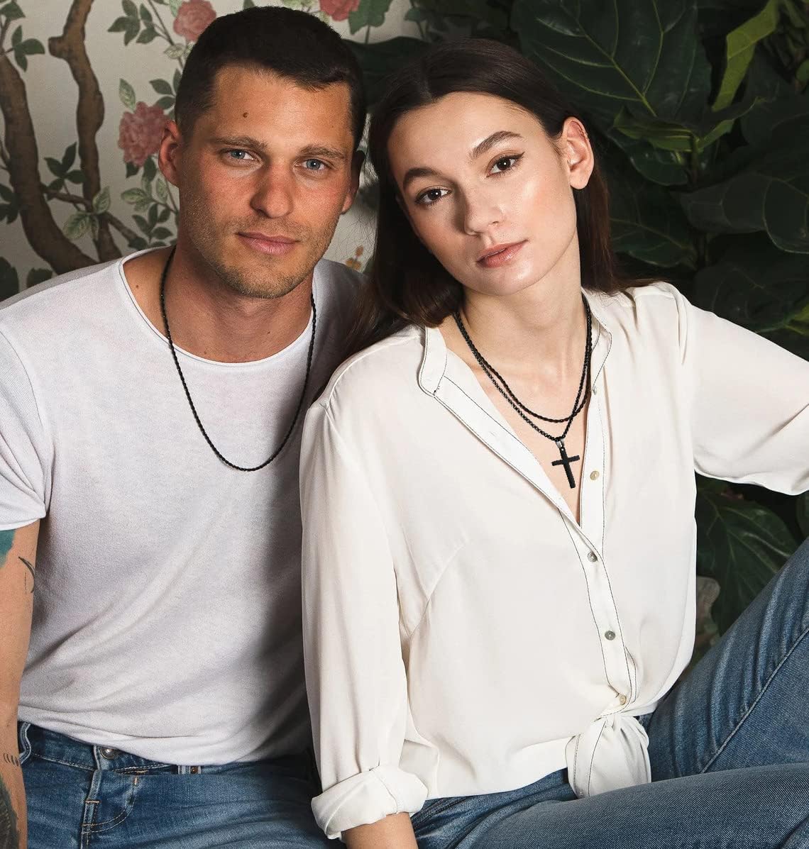 3Pcs Set Cross Necklace for Men, Mens Cross Necklace Cross Chain Layered Stainless Steel Rope Figaro Chains for Women Boys Gold Silver Black (20inch/22inch) - Image 3