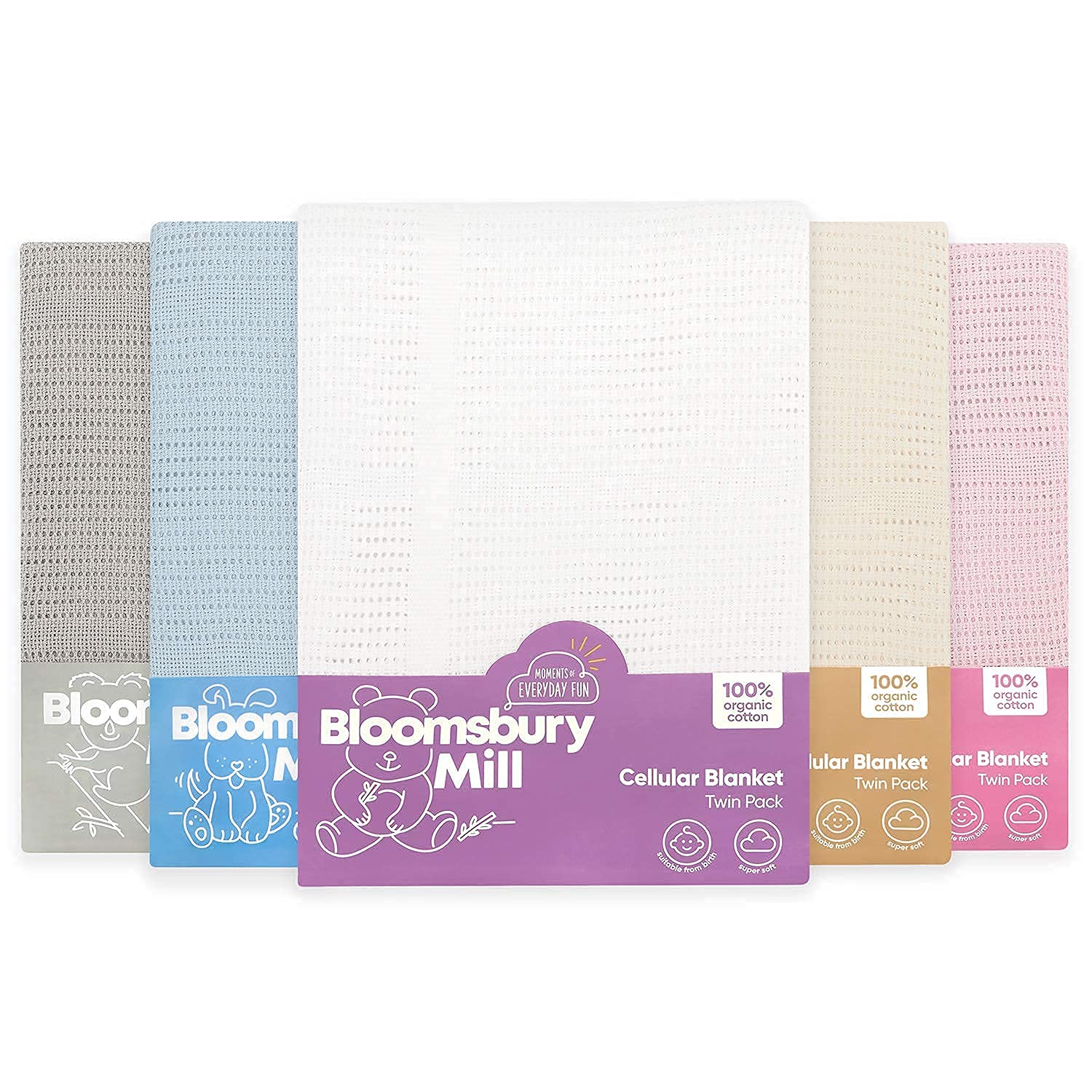 Bloomsbury Mill Twin Pack 100 Pure Organic Cotton Extra Soft