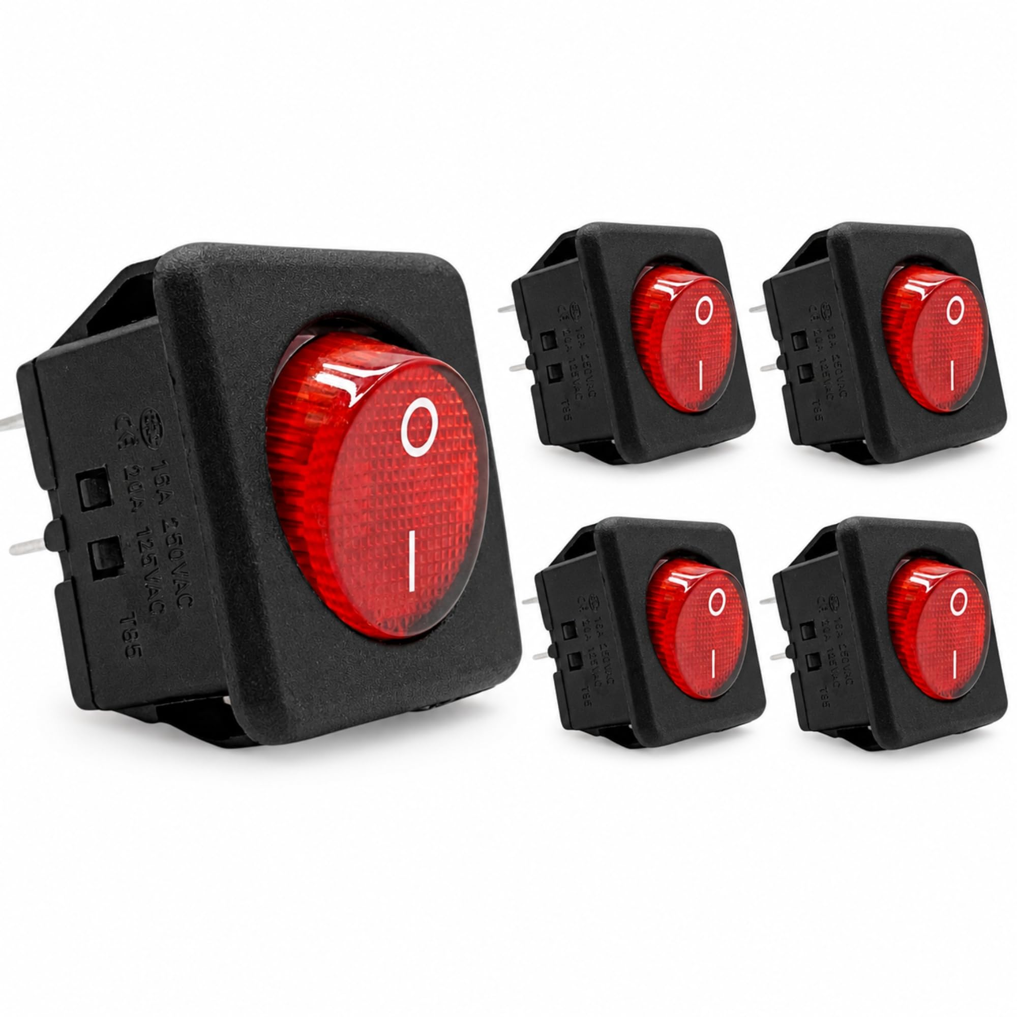 Interruptor Basculante DPST ON/OFF 4 pin, Rojo, 5 Unidades - imagen 1