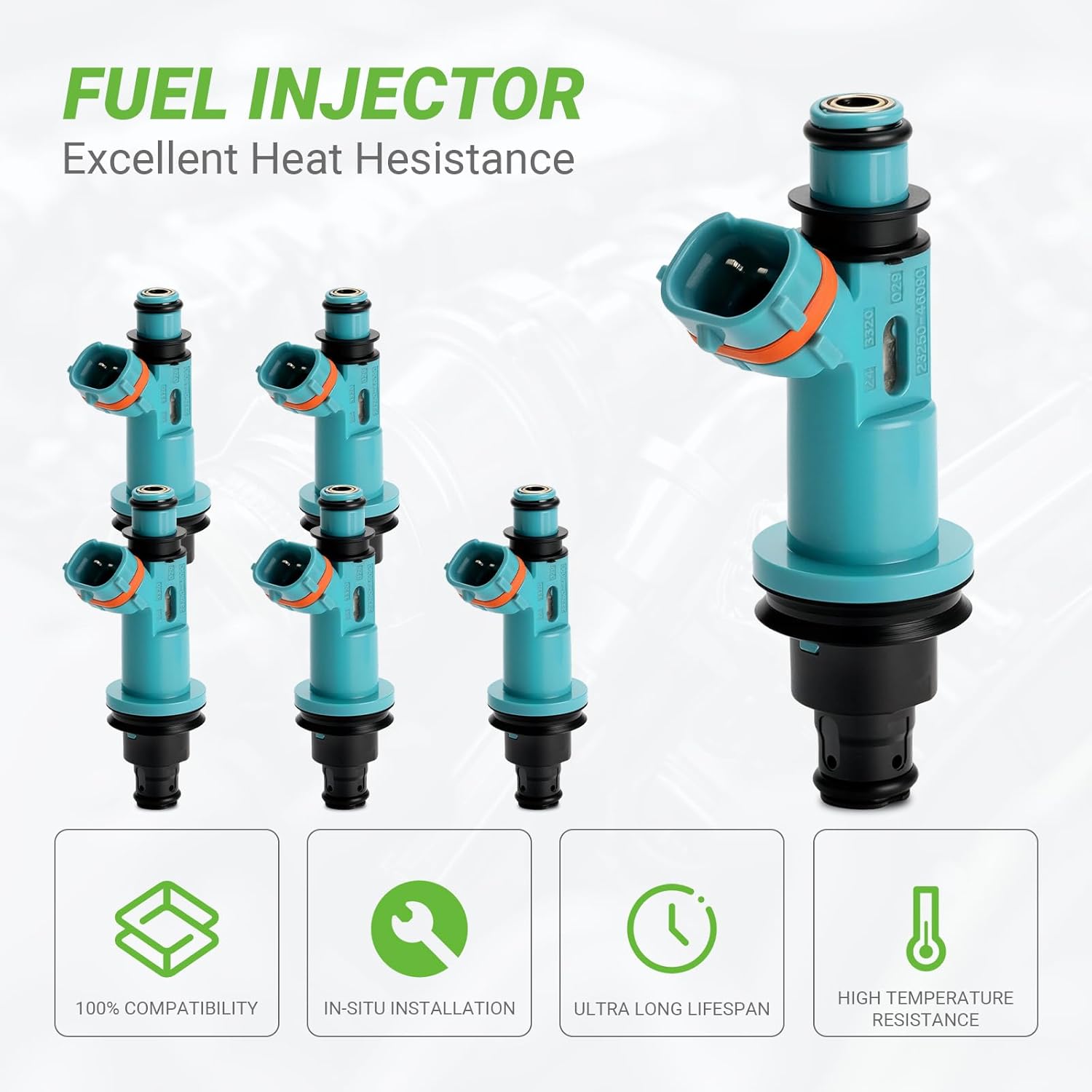 Fuel Injectors FJ963 Set of 6 Compatible with Lexus GS300 IS300 SC300 Toyota Supra L6 3.0L # 23209-46090 842-12268 23250-46090 84212268 2325046090 2320946090 1998 1999 2000 2001 2002 2003 2004 2005