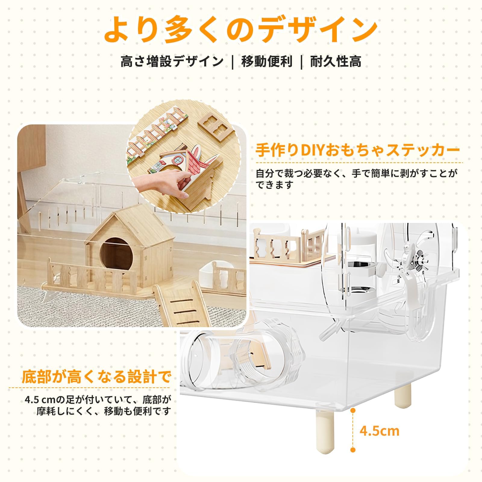 Amazon | Fu-de-mo ハムスターケージ 透明 二段式 ペットケージ 水飲み