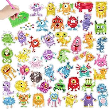 MEGZIHXN Cute Diamond Art Stickers Kits for Kids,Monsters University Monsters Inc Mike Sullivan Diamond Craft Arts Set - Best Gifts for Children Or Adult Beginners