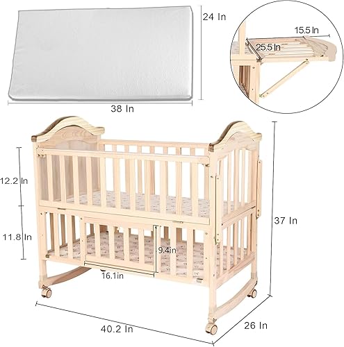 Miniatura 6 de Mini Cuna Portátil para Bebé 4 en 1 Convertible con Colchón de Espuma Viscoelástica (38" por 24) Incluido, cunas para Bebes 2025 Cuna Pequeña