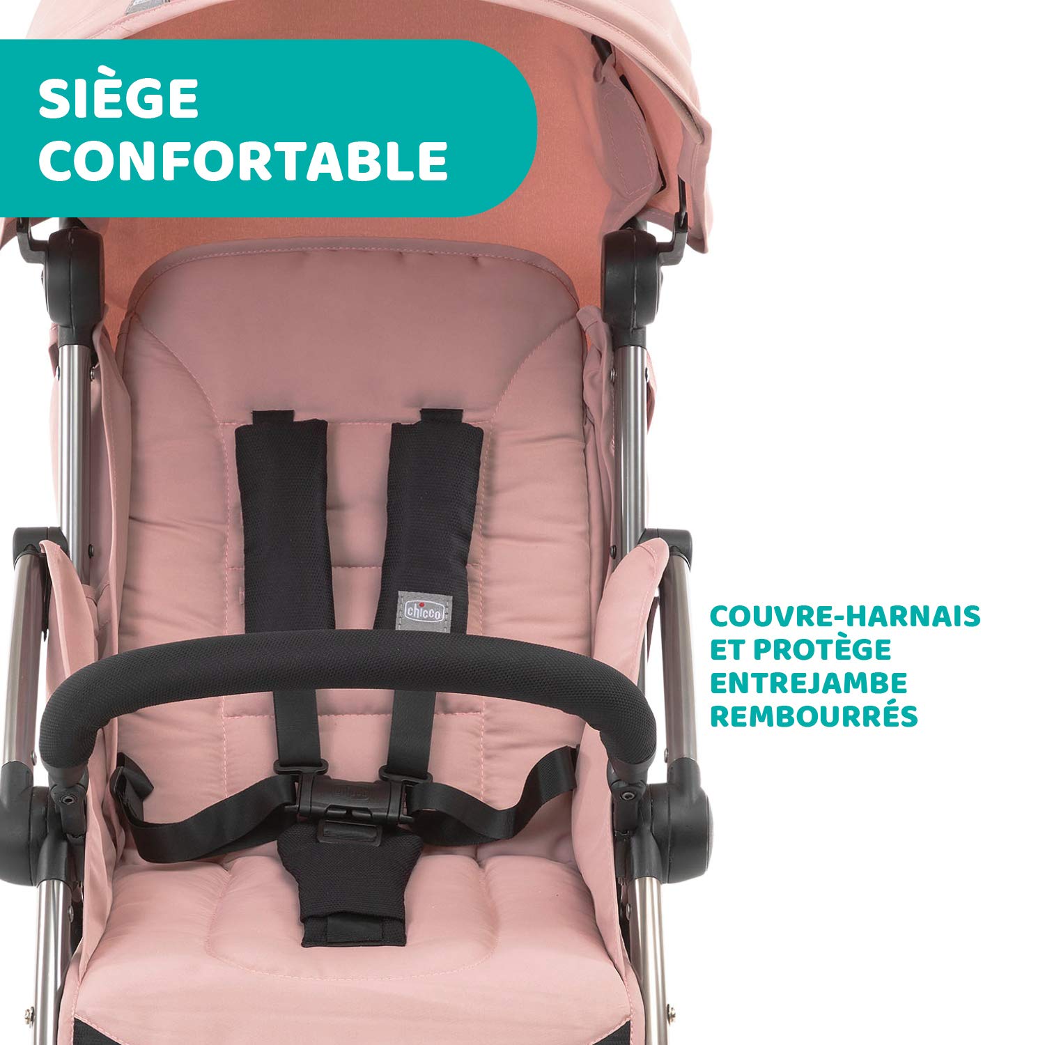 Chicco Cheerio Poussette Canne Bébé Compacte de 0 à 15 kg, Ultra Légère, Pliable et Inclinable avec Position Sommeil, Fermeture Automatique, Pare-soleil et Habillage Pluie, Blossom