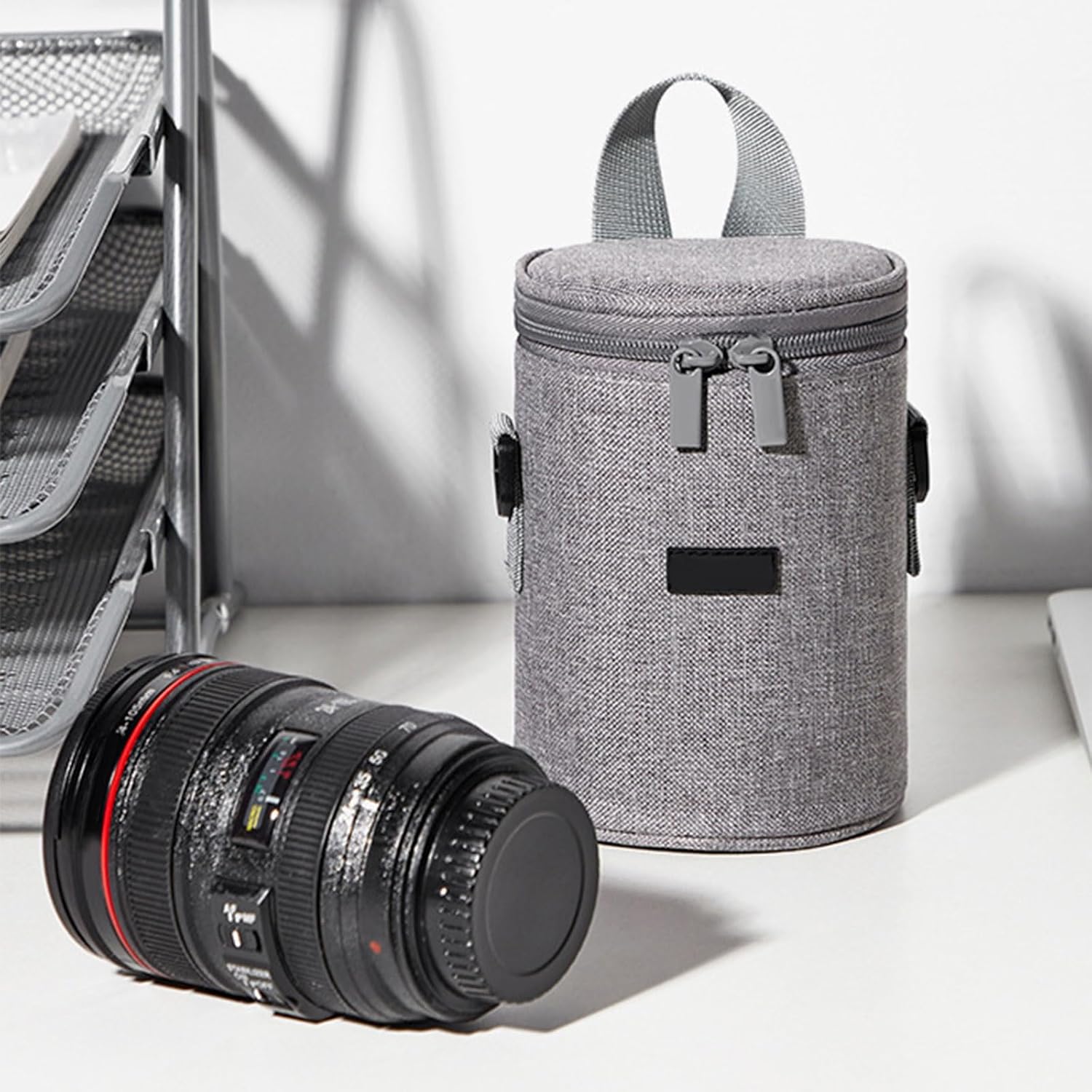 Mjaie Shockproof Cylinder Lens Case Oxford Fabric with Soft Lining for Camera Storage Bag Case Organiser Storage
