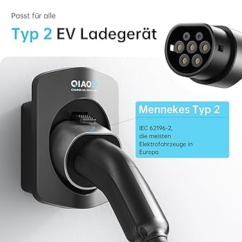 QIAO)) Type 2 Charging Cable, Electric Car Type 2 To Type 2 IEC 62196 EV Charger Cable, Mode 3 EVs And PHEVs Fast Charging Cable With Carry Bag (11 KW, 7.5 M