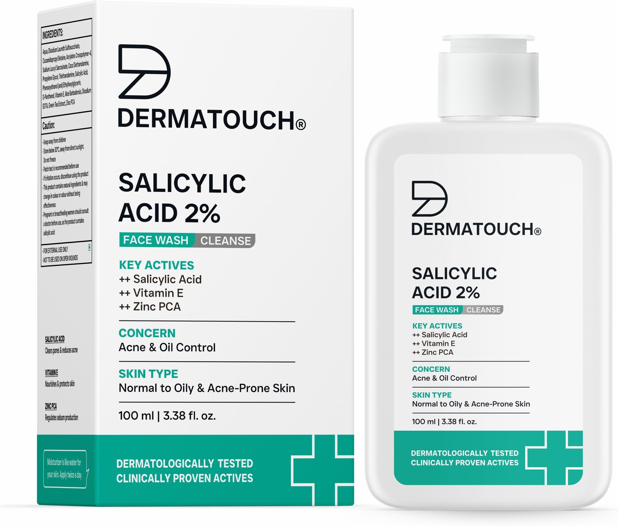 DERMATOUCH Salicylic Acid 2% Face Wash | For Acne & Oil Control | Suitable to All Skin Types | For both Men & Women | 100.00 ml (Pack of 1)