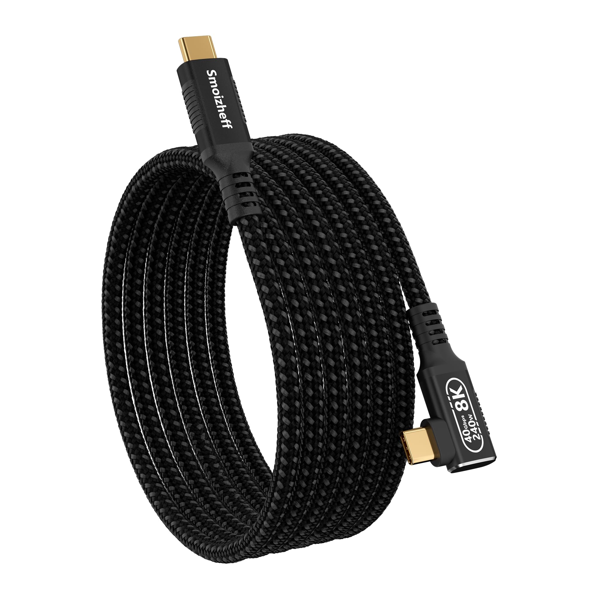 2 m/2 m ad angolo retto di 90 gradi per una portata estesa e una configurazione ordinata, cavo Thunderbolt 4 USB-C, trasferimento dati 40 Gbps, ricarica PD 240 W, uscita video 8K, compatibile con