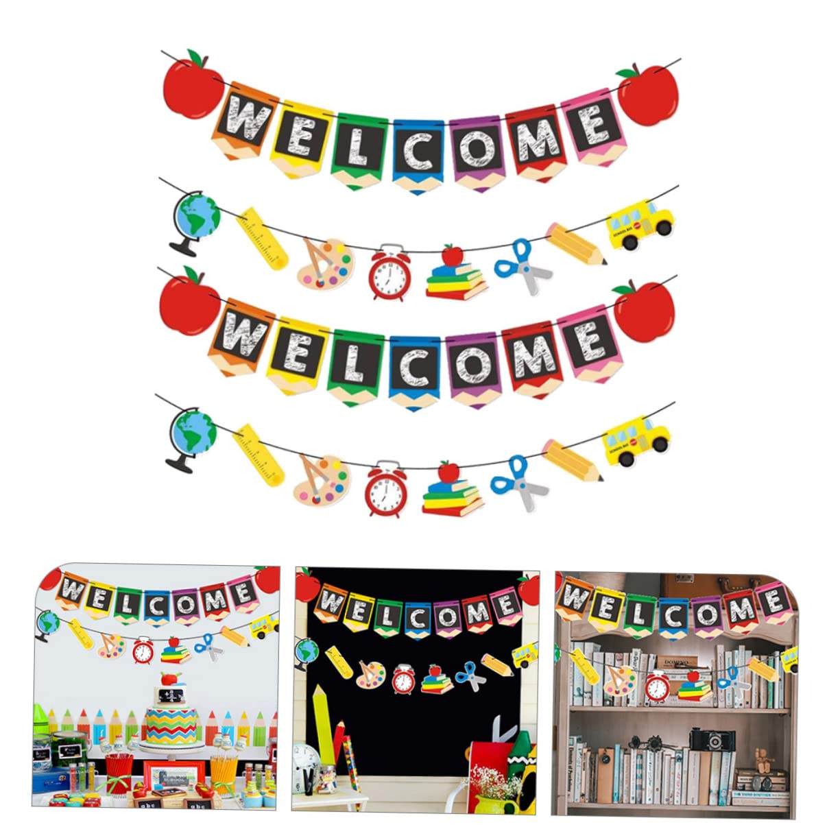 Cabilock 5 Juegos Banner De Flores Para Tirar Banner De Feliz Cumpleaños De Bienvenida A Casa Para Pastel Escolar De Graduación Globos Para El Primer Día De Clases 4 Uds * 5