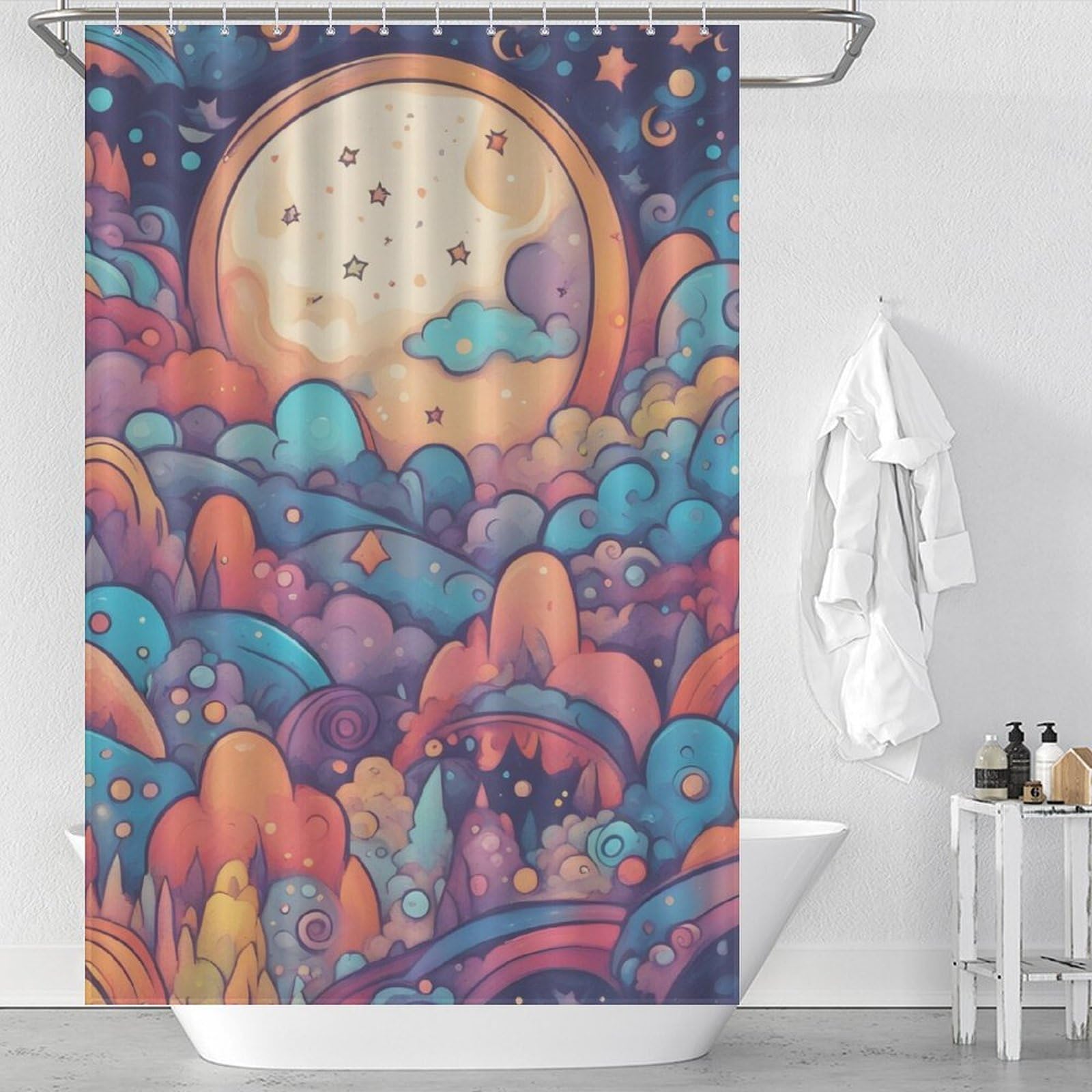 Rideau de douche Toile de Jouy haut de gamme en polyester doux