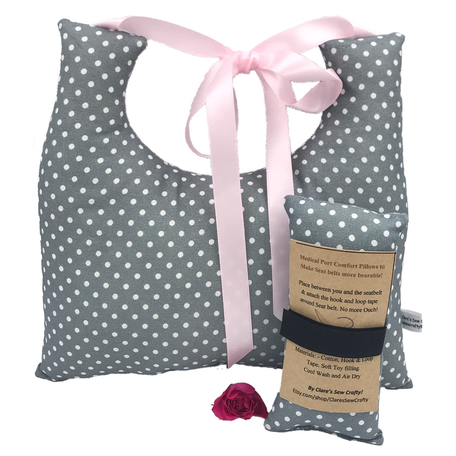 10"x9" Underarm Single Mastectomy Lumpectomy AugmentationGift Set with Seatbelt Pillow, Breast Cushion Pillow SLNB Top Surgery (GREY POLKA DOT) โ image 1