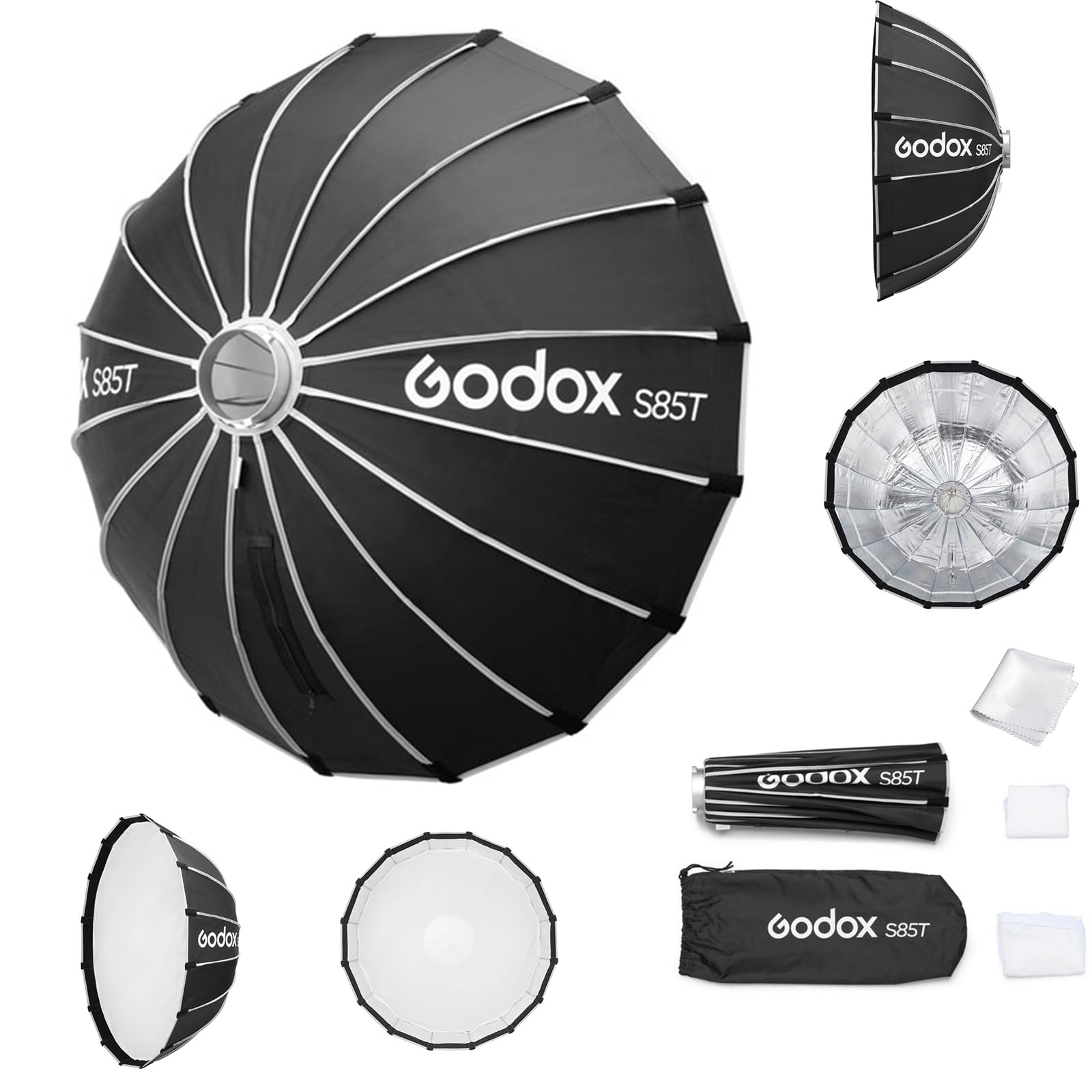 Godox Softbox Godox S85T 85cm/33.5in Quick Release Umbrella Softbox, Bowens Mount with Removable Front and Inner Diffusers for Photography, Live