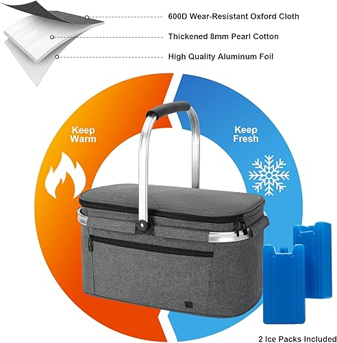Miniatura 86 de ALLCAMP - Bolsa térmica térmica portátil plegable para pícnic, con marco cosido en el marco (patrón de graffiti mediano)