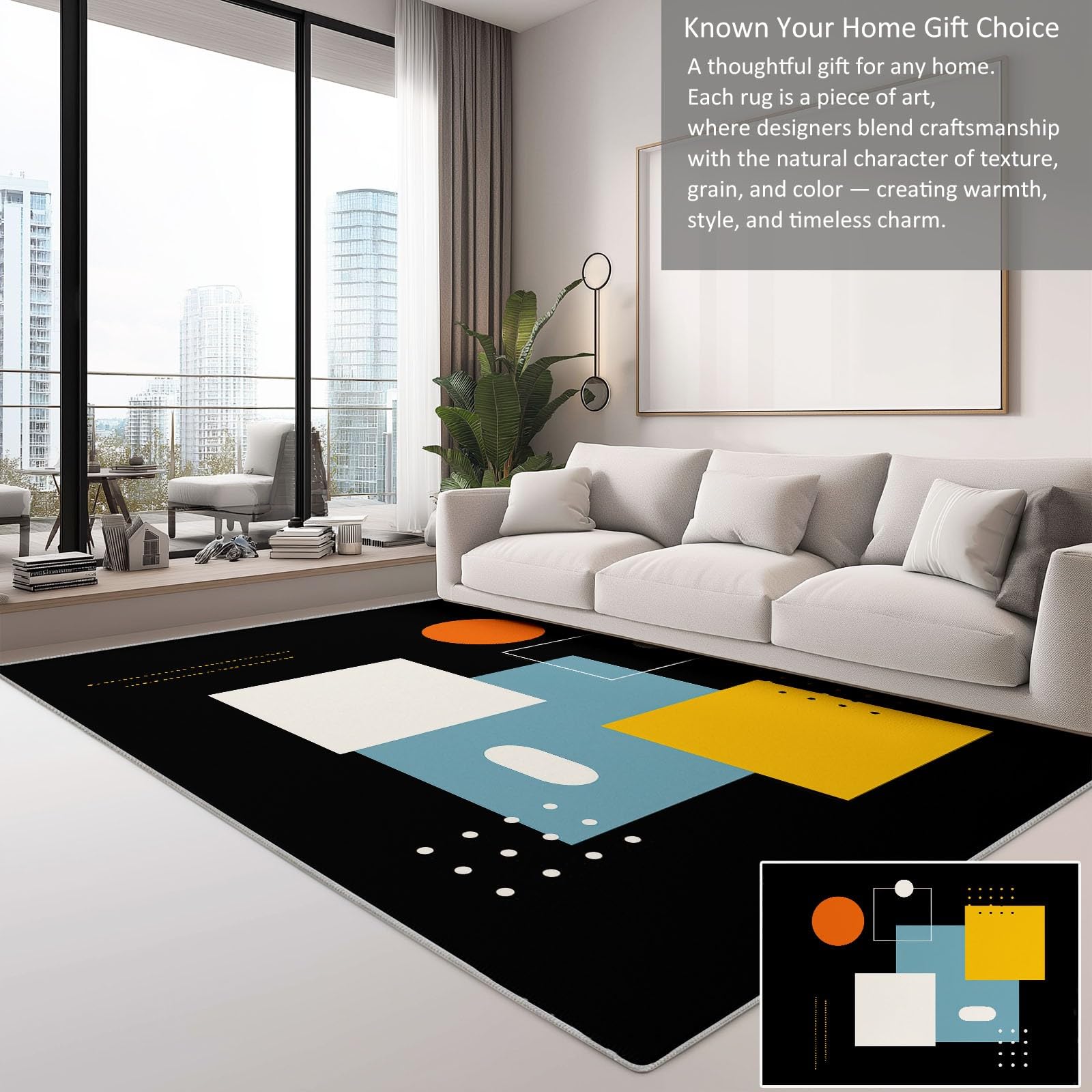 Abstrakcyjne klocki geometryczne Dywan do salonu 160 x 230 cm krótkie włosie miękki lekki wytrzymały, czarny dywan do sypialni Można prać w pralce do jadalni i biura dywan