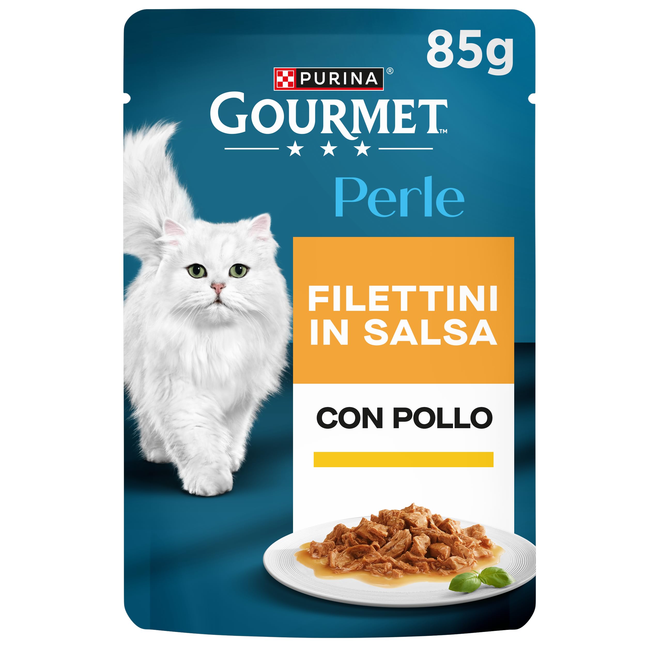Purina Gourmet Perle Filettini in Salsa Cibo Umido per Gatti con Pollo, 26 Buste da 85g