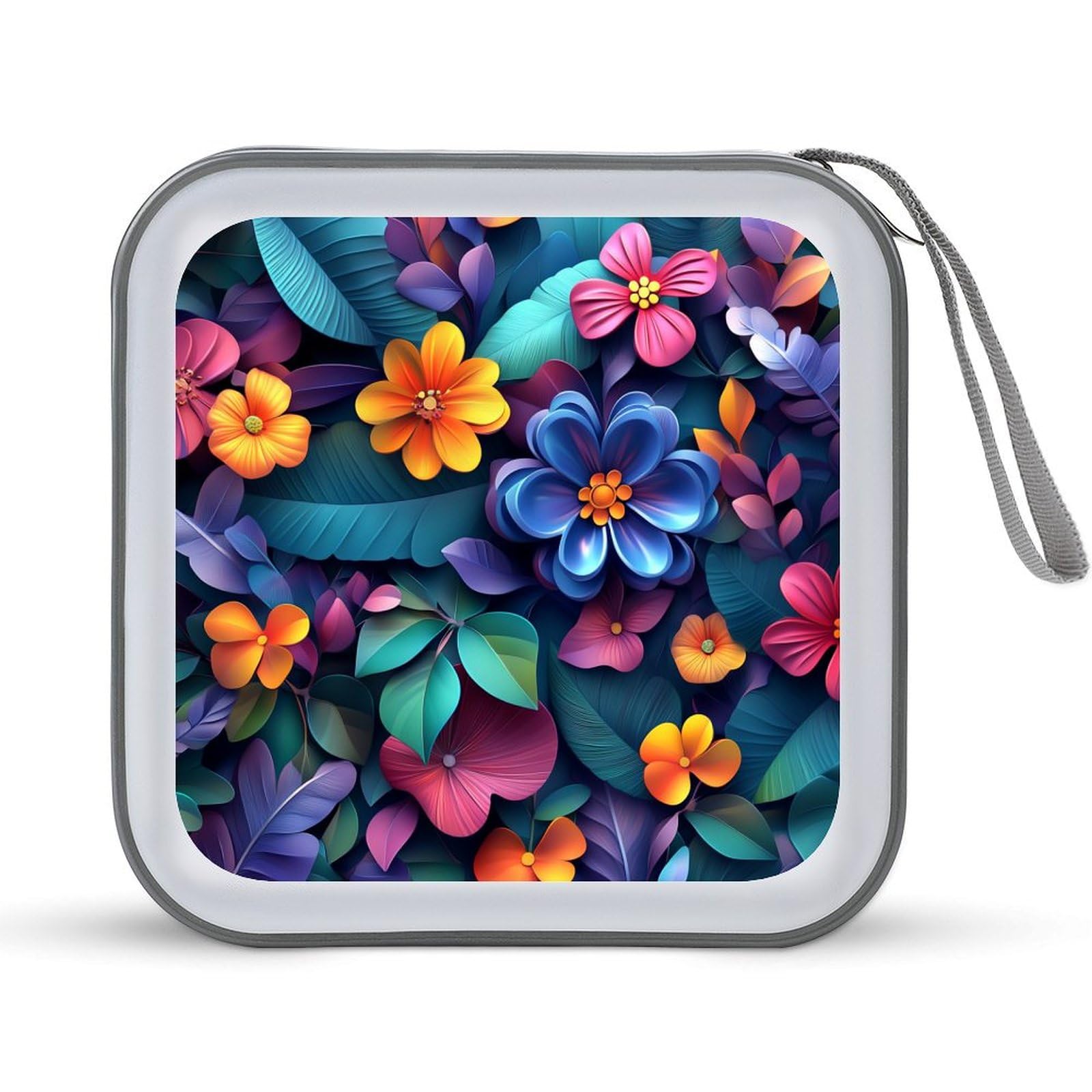 Colorful Flowers And Leaves 3D CD Case DVD Storage Case Portable