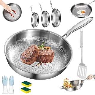 Titanium Hammered Pan Pro, Pure Titaniums Frying Pan Multifunctional Non Stick, Titanium Hammered Wok Pro With Lid Set Wok Induction Gas Electric Stoves (10.2in Without cover)