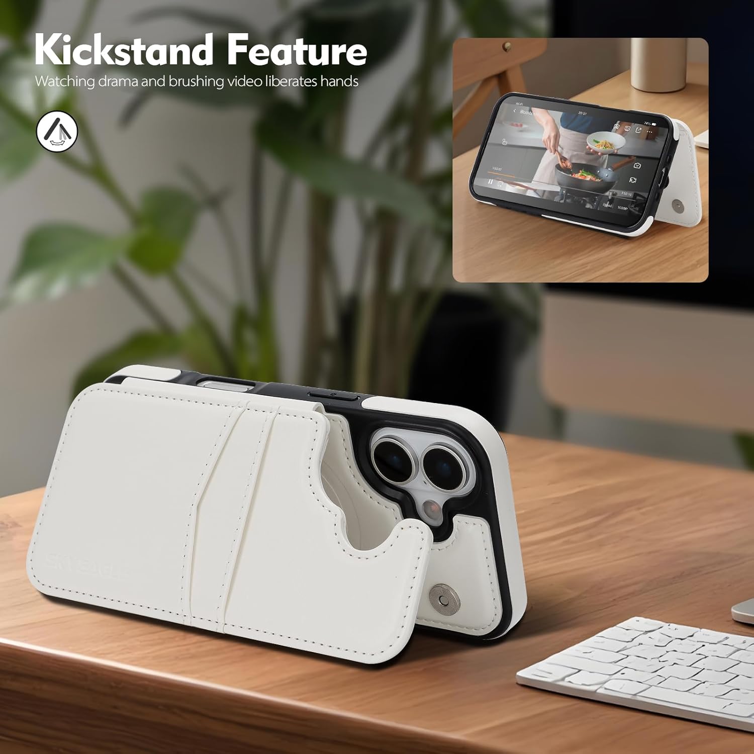 Compatible with Magsafe for iPhone 17 Wallet Case with Card Holder,Women Men Phone Case PU Leather Kickstand Flip Folio Protective Cover Credit Card Slots,for Apple 17 6.3",White - Image 6