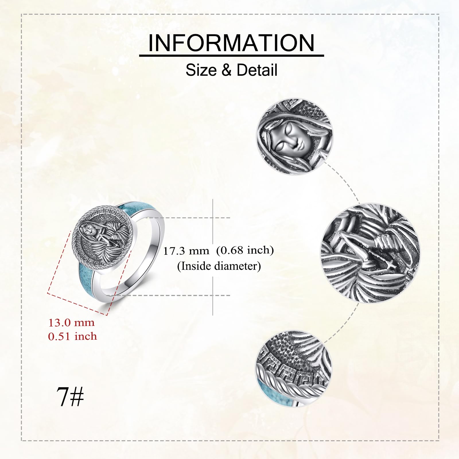 URONE San Miguel / Benedict/Cristóbal Anillo de plata de ley 925 con sello de arcángel, joyería religiosa, regalo para mujeres y hombres