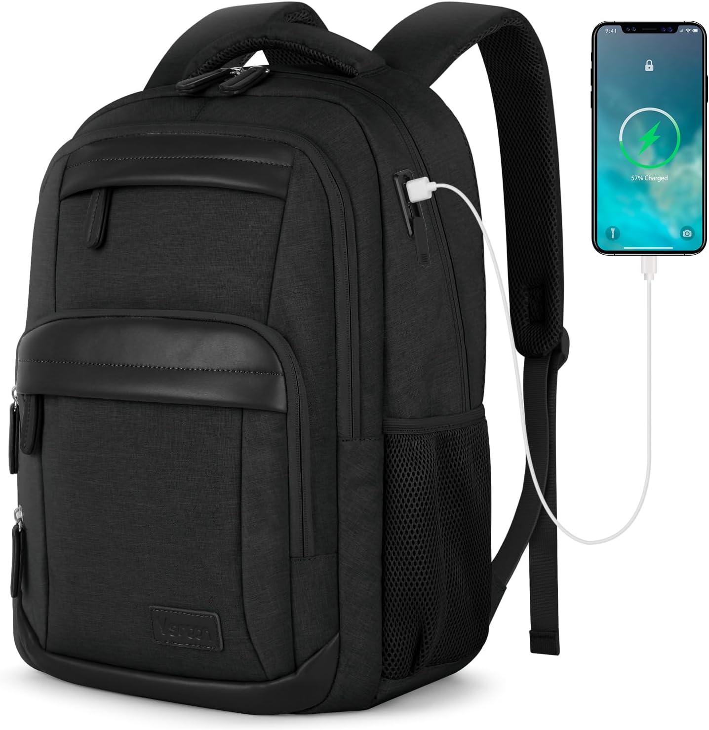VSNOON Travel Laptop Backpack, 17.3 inch Work Bag School Laptop Bag with USB A & C Charning Port, Water Resistant Laptop Rucksack for Men Women, Lightweight Business Backpack Mens, Gift, Black VSNOON Travel Laptop Backpack, 17.3 inch Work Bag School Laptop Bag with USB A & C Charning Port, Water Resistant Laptop Rucksack for Men Women, Lightweight Business Backpack Mens, Gift, Black