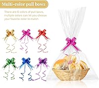 Vista 5 de Yulejo 8 cestas vacías para regalos, cesta tejida de 9 x 7 x 3 pulgadas con 12 lazos coloridos y 12 bolsas de regalo, alimentos, frutas, verduras