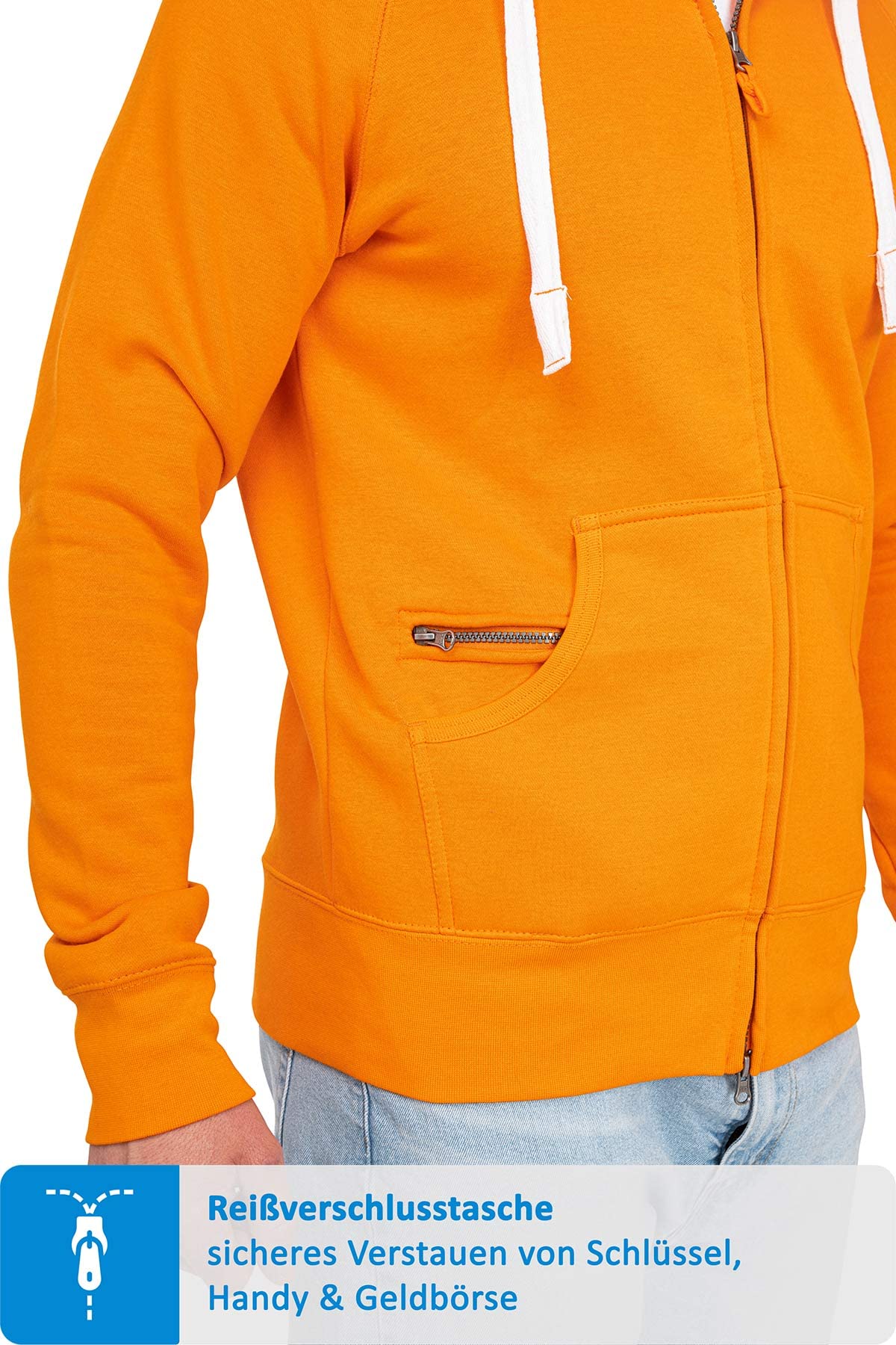 Happy Clothing Herren Sweatjacke mit Kapuze - warme Zip Hoodie Jacke aus Baumwollmischung - weiches Fleece innen, Regular Fit, 300 g/m², Zwei Fronttaschen, mit Reißverschlussfach - Größen S-5XL