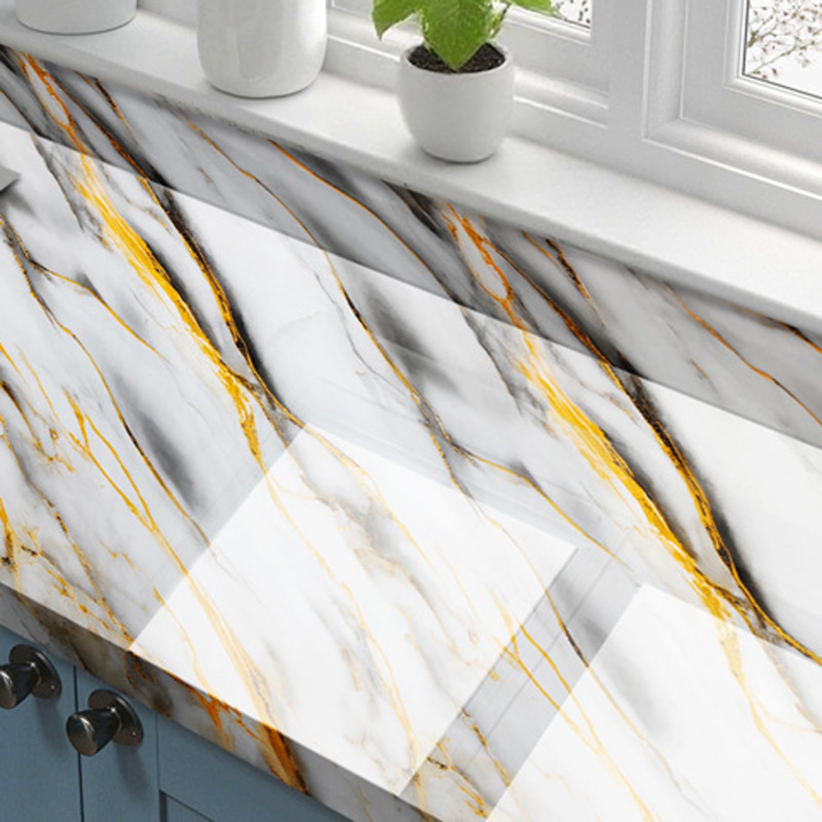 Foelanne Style 3 Back Self Adhesive Wallpaper, Marble Contact Paper Self Adhesive Multicolor Multiple Sizes(,5M*60Cm)