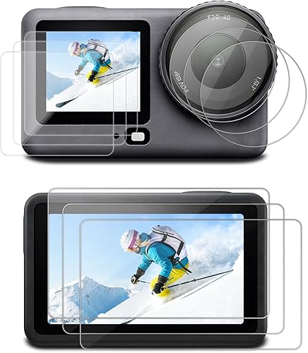 TQLGY Protector de pantalla de vidrio templado para DJI OSMO Action 6 Accesorios con protector de lente de cámara, Ultra HD, antiarañazos,