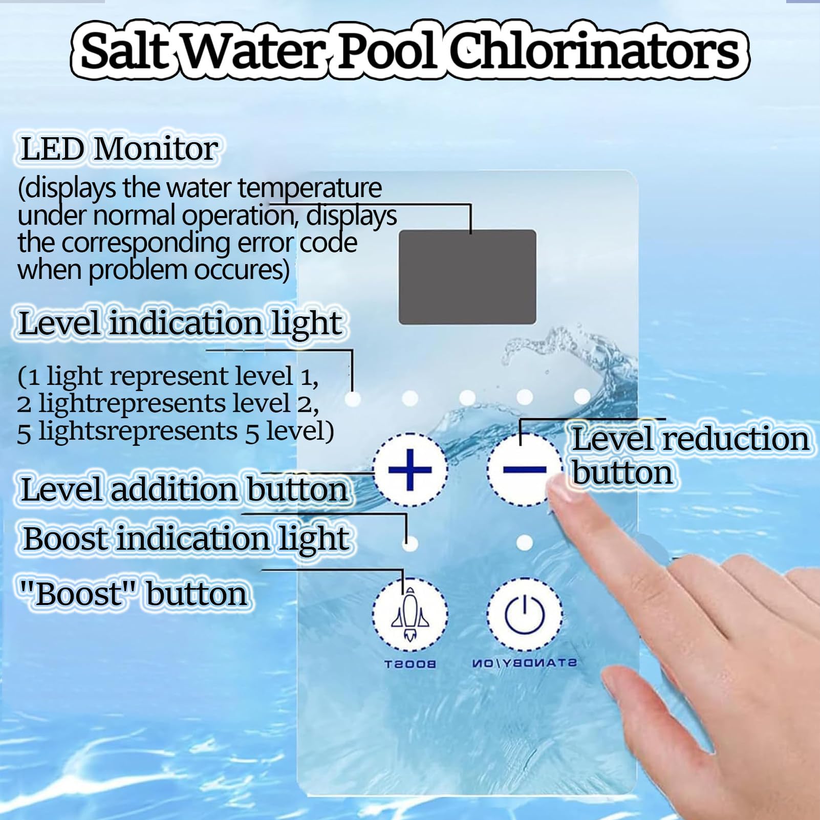 Generador De Cloro Salino para Piscinas, Clorador De Agua Salada para Piscinas, Cloro para Piscinas De Un GalóN, Celda De Sal para Piscinas, Limpieza AutomáTica 100cubePool