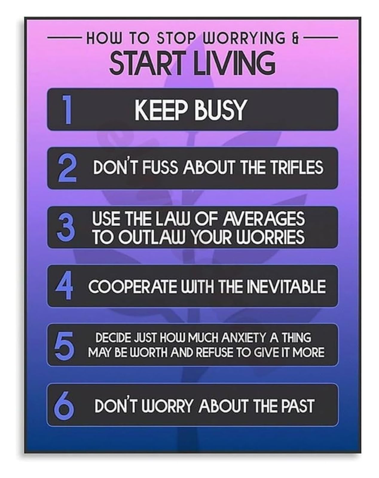 LLBOGRGGN Affirmation Canvas Painting Motivational Wall-Art Stop Worrying Embrace Life Home Decor Poster(Unframed,08x12inch(20x30cm))