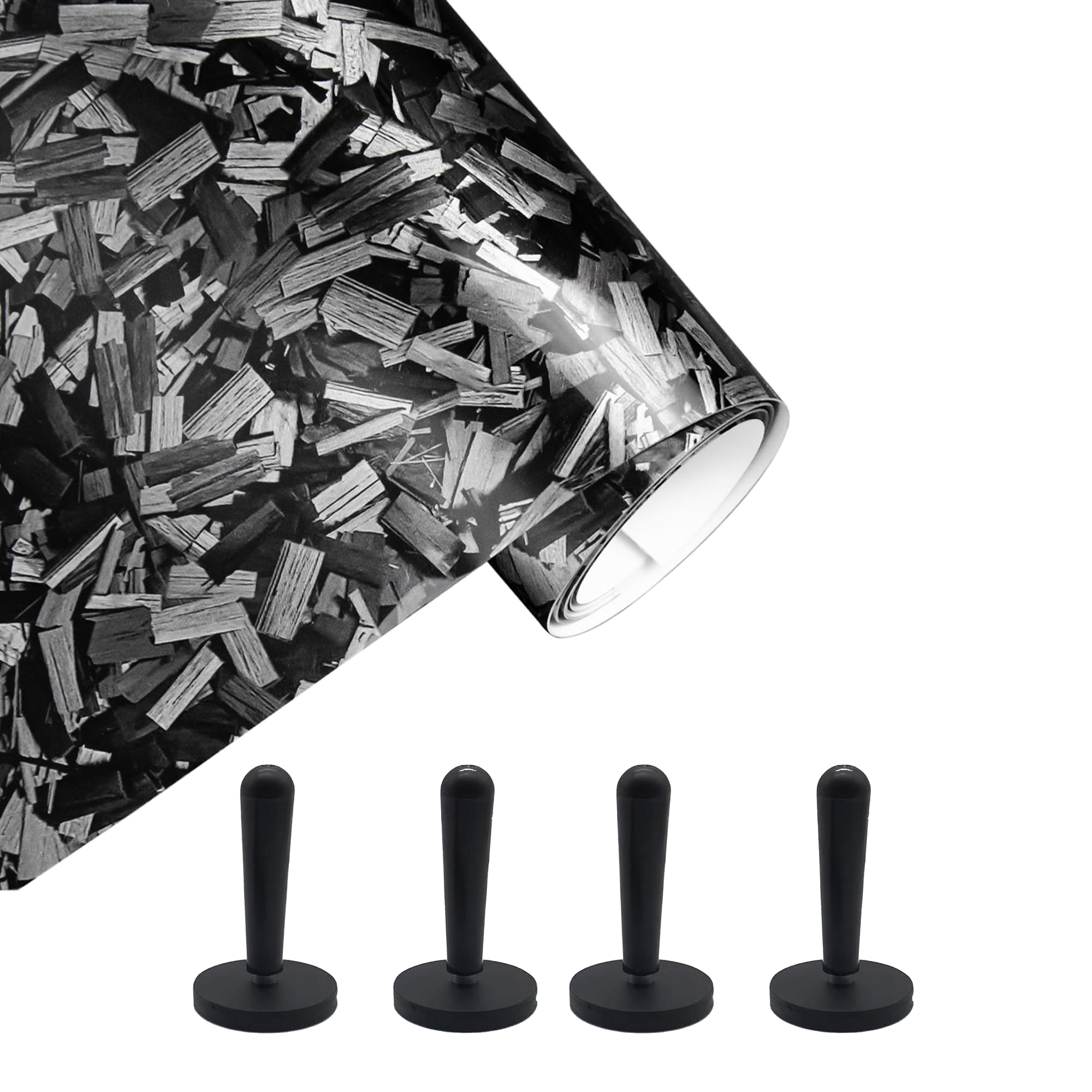 LypumsoGrey Forged Carbon Fiber Vinyl Wraps 1ft x 5ft and Magnet Holder