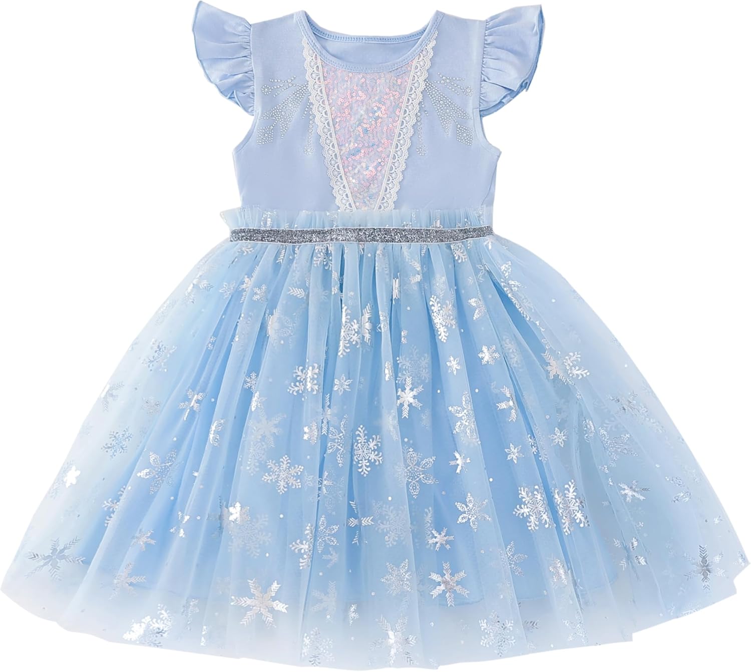 Danvren Princess Dress for Toddler Girls Sleeveless Ruffle Sleeve Tulle Dresses Casual Summer Outfit for Girl 3-6 Years