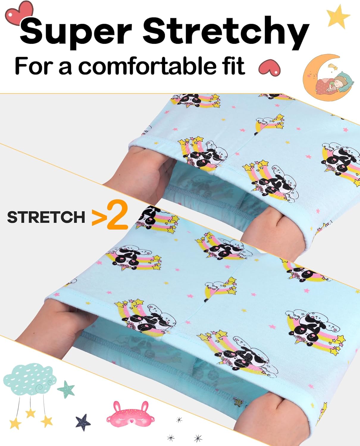 DAUGHTER QUEEN Girls Summer Pajamas Set 4 Pieces 100% Cotton Sleepwear Size 18 Months-12 Years - Image 3