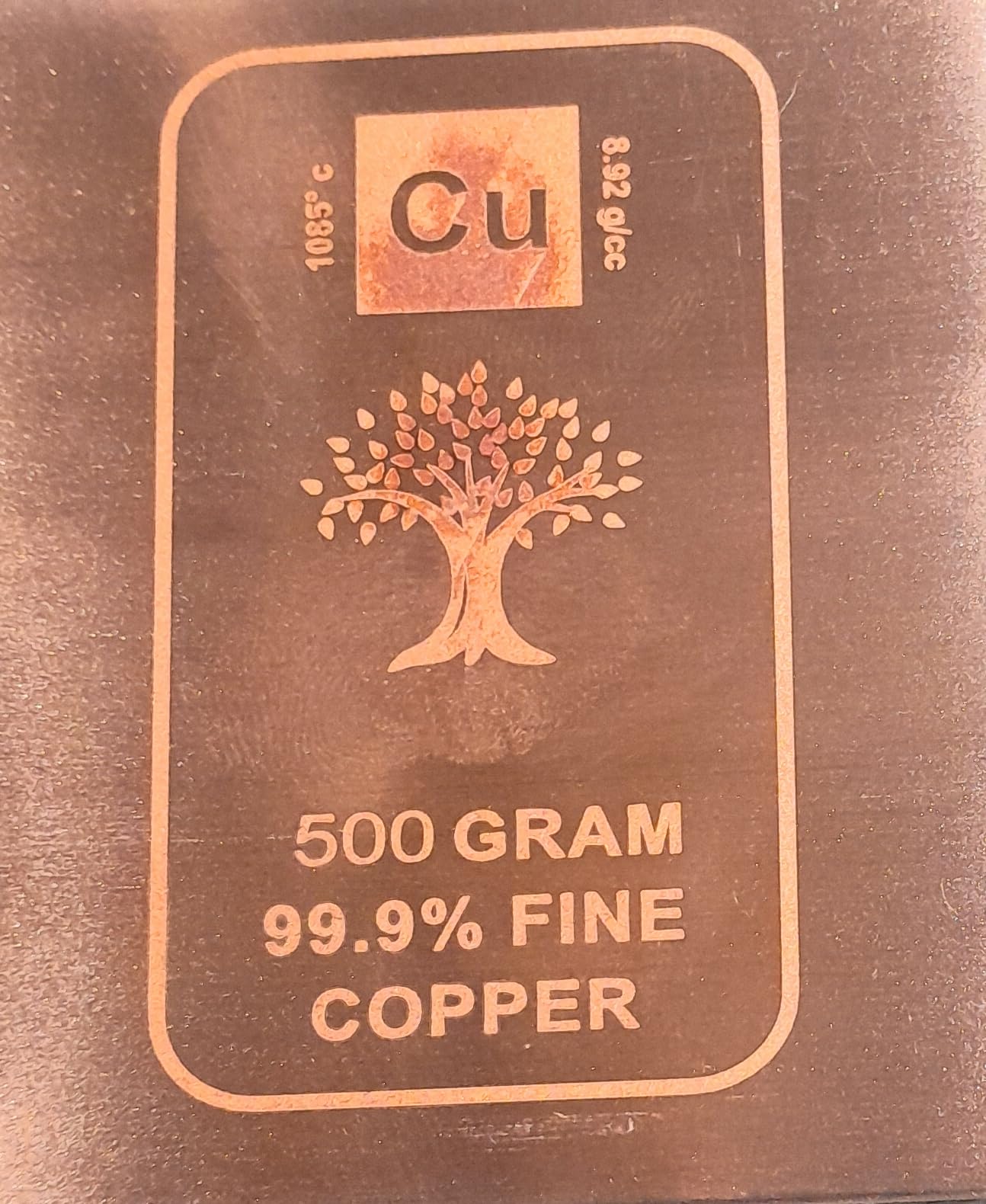 500 Gram 99.9% Fine Copper Bar, Pure Solid Bullion Ingot 1