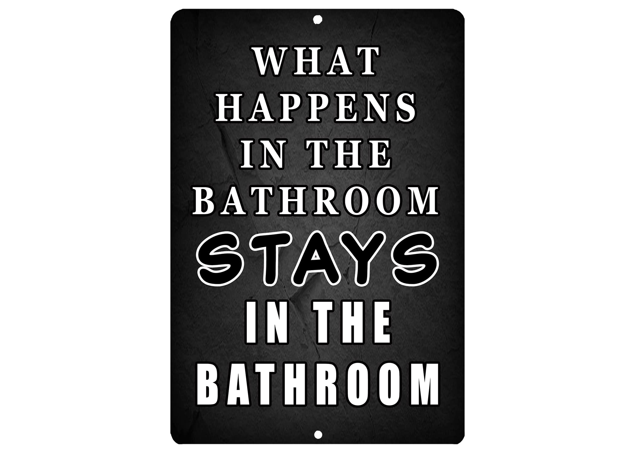 peiyeety Funny What Happens IN The Bathroom Stays Metal Tin Sign Wall Decor Man Cave Bar 8x12 Inch
