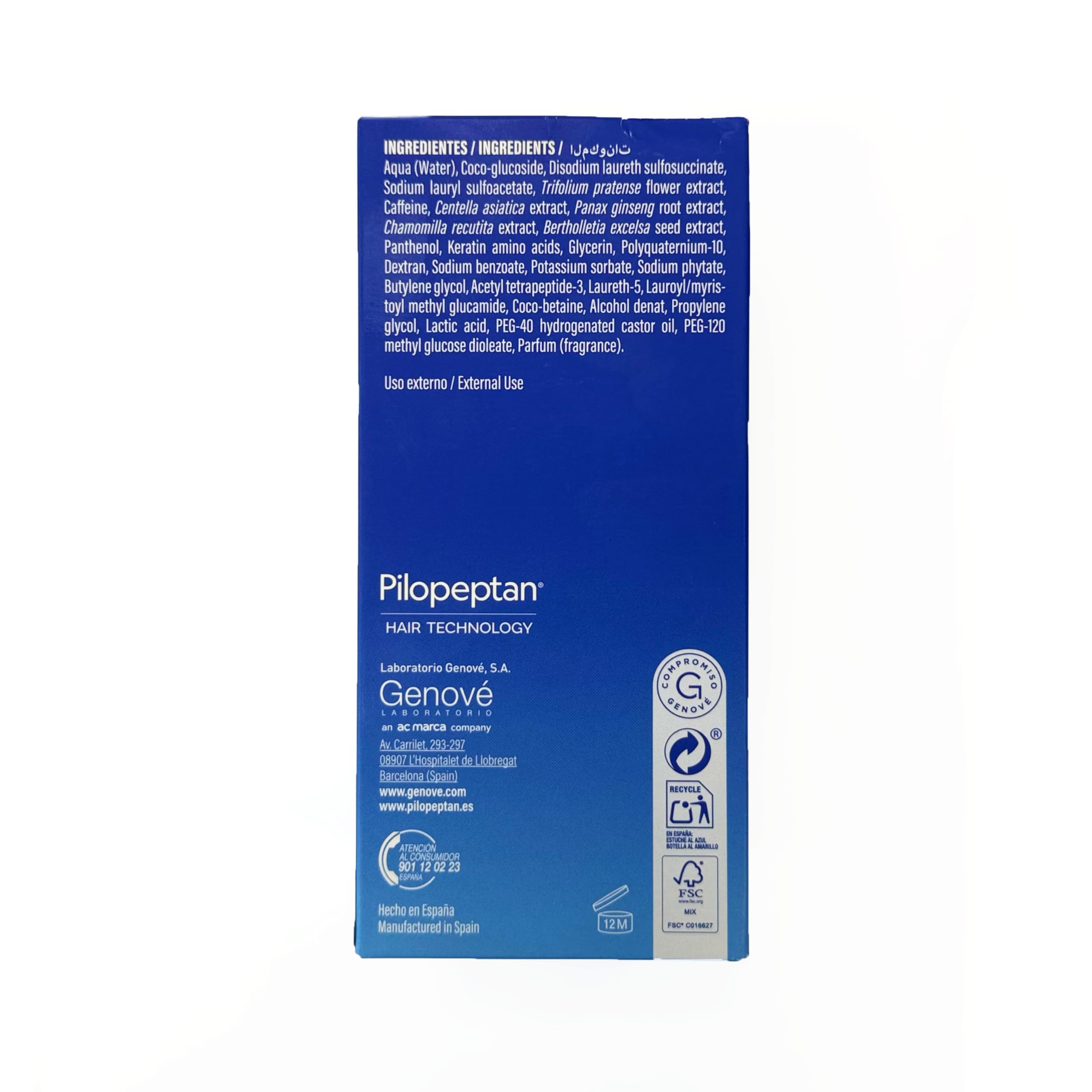 Pilopeptan Man Champú Anticaída Hombre 250ml Fortalece Reduce Caída Ginseng Trébol Rojo Queratina Pantenol Sin Sulfatos