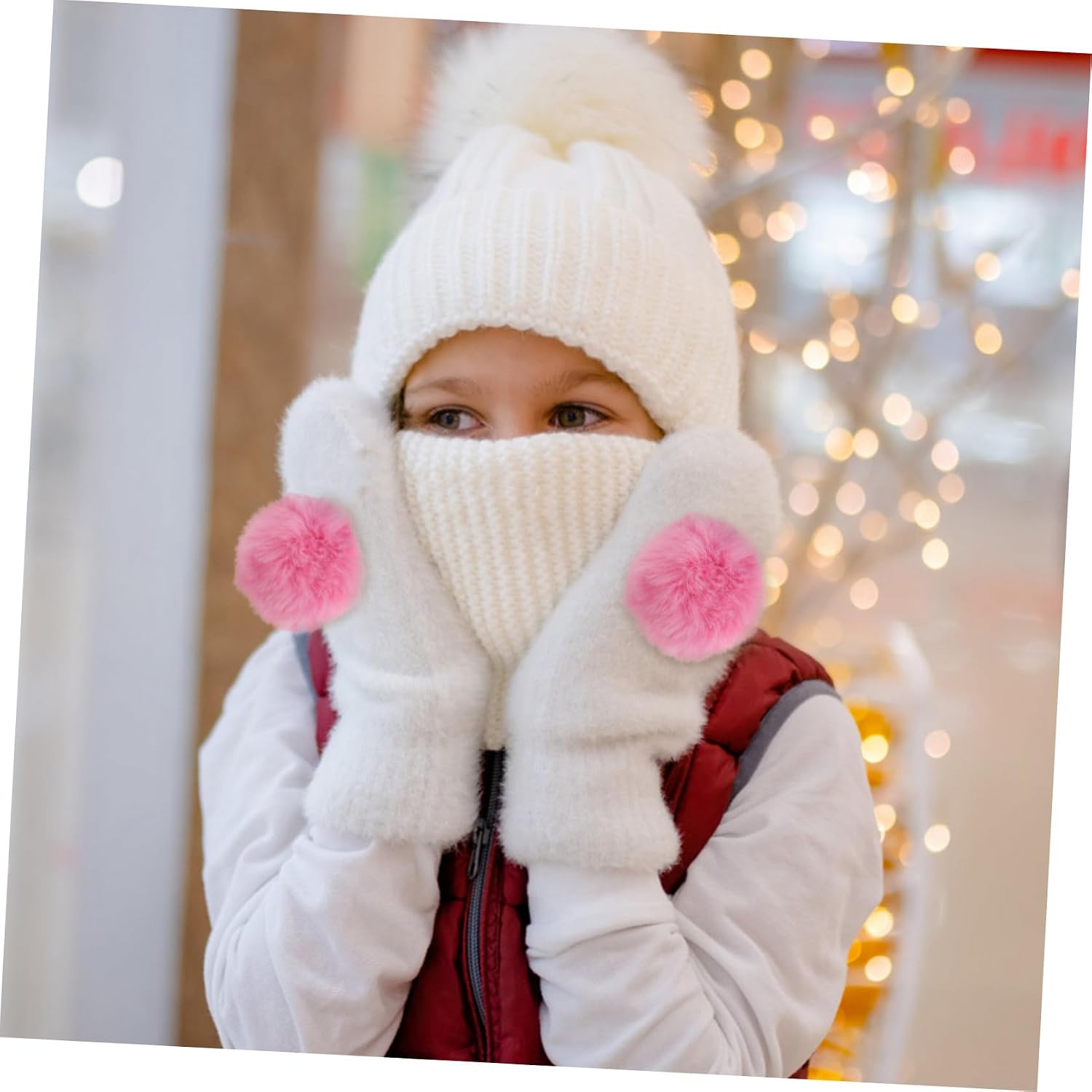 BELLIFFY 30pcs Colorful Fluffy Faux Fur Pom Poms with Elastic Loop 8cm DIY Craft Accessories for Hats Beanies Gloves Keychains Bags