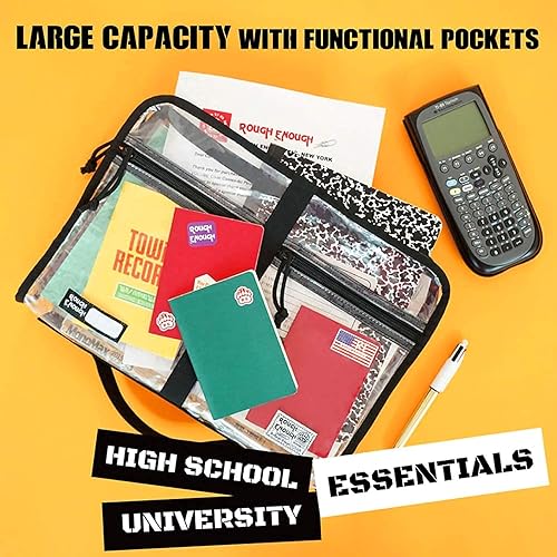 Vista 9 de Rough Enough Clear Document Bag Plastic File Folder Pouch Organizer Art Portfolio Case Small for A4 Paper Notebook School Supplies Important Document